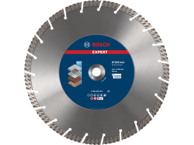 Diamantna rezalna plošča Bosch EXPERT MultiMaterial, Dimenzije: 300x22,23x2,8x15mm, 2608900664